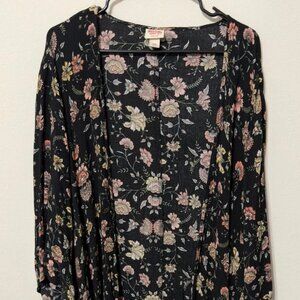 Women's Mossimo Supply Co Kimono Duster Cover Up Black Floral Print S/M